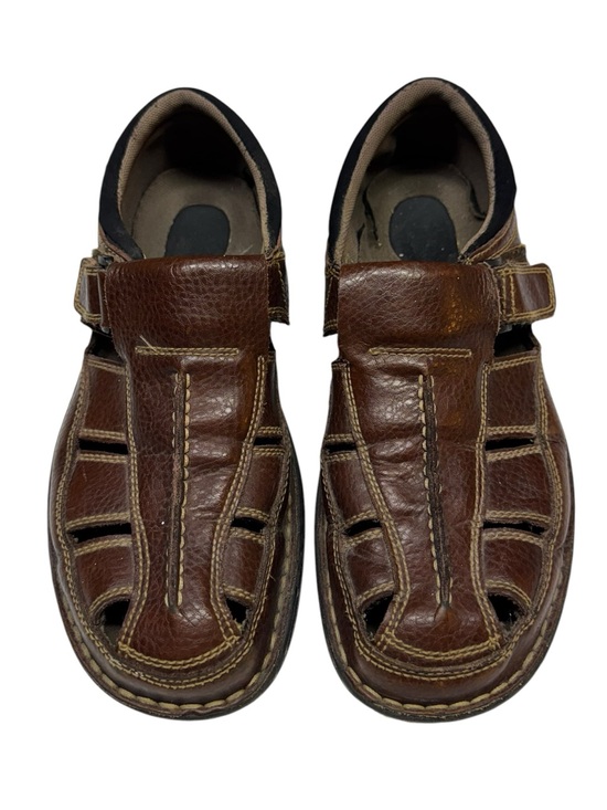 Mens Leather Fisherman Sandals Size 10.5 Coastal Euro Summer Preppy Resort Brown